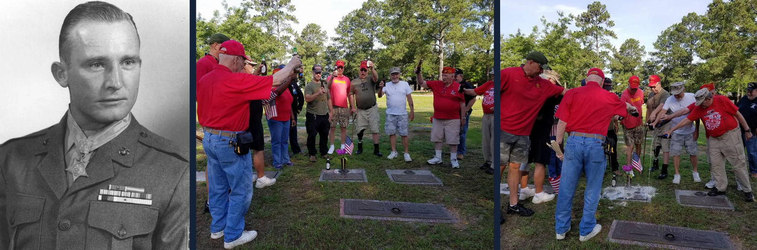 Marines honoring the gravesite for Speedy Wilson